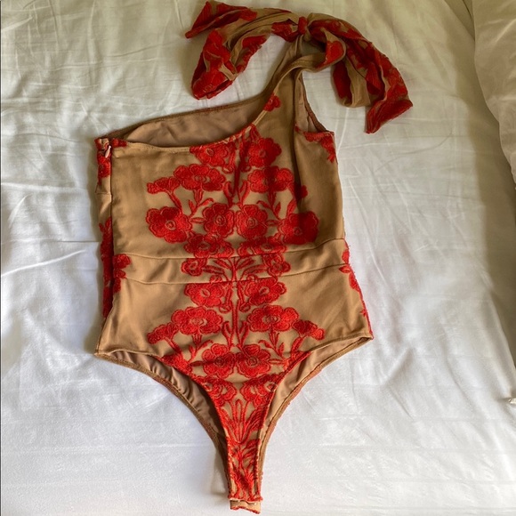 For Love And Lemons Tops - One-Shoulder Floral Bodysuit